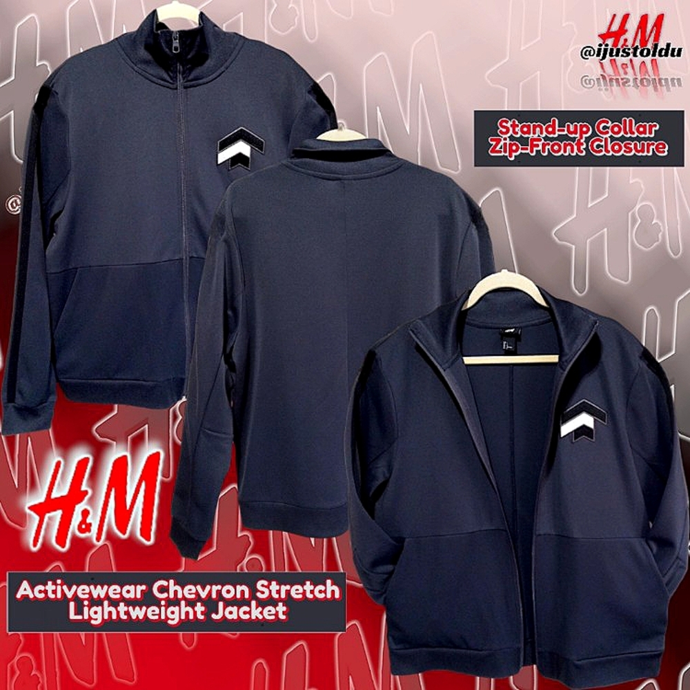 H&M Activewear Chevron Stretch Lightweight Jacket | Men's (L) Black/Gray